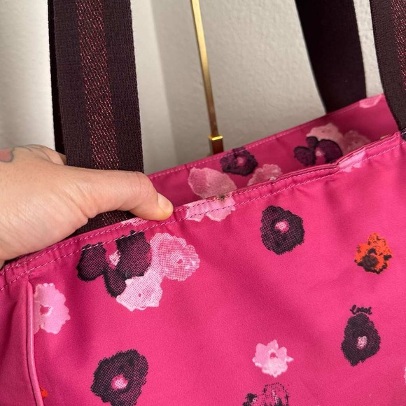 Coach Court Tote With Halftone Floral Print Pink Shoulder Tote Bag - Picture 5 of 16